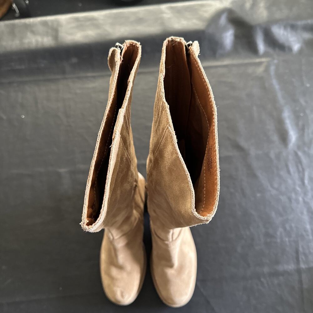 BOOTS Lucky Brand LK-scoty SUEDE Leather KNEE HIGH Womens Size 9 M Tan - Picture 2 of 14